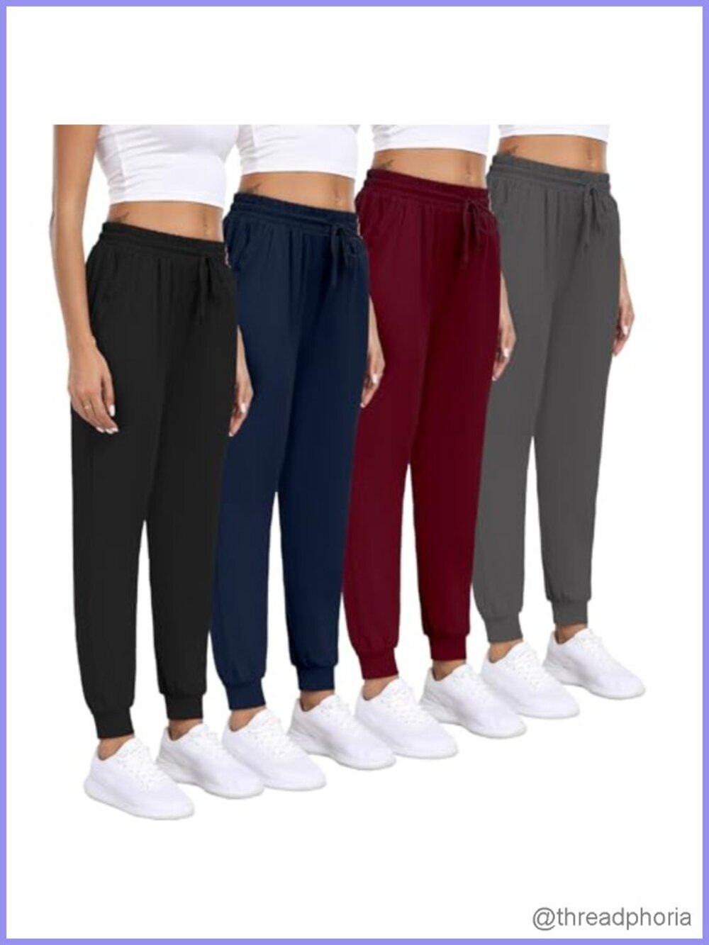 Women's Joggers with Pockets, 4 Pack Lightweight Lounge Sweatpants
